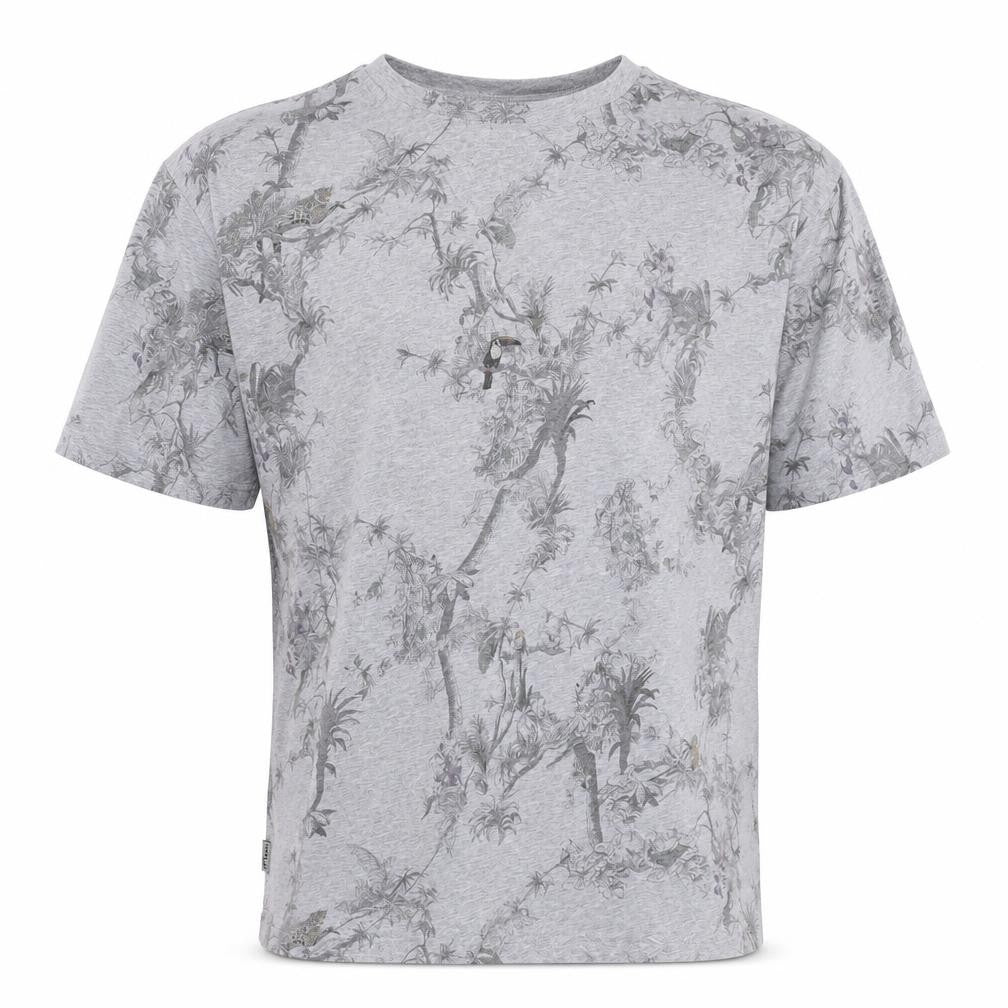 Ted Baker London Men's Grey Bird Print Crew Neck Cotton T-Shirt Size 6 (XXL)