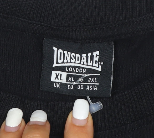 Lonsdale London Men's Black XL Crew Neck Cotton T-Shirt