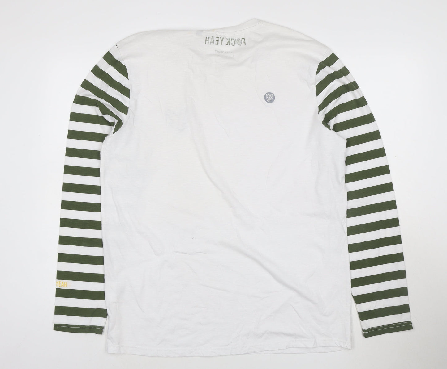 Lyle & Scott Men’s White Green Striped Long Sleeve T-Shirt XL