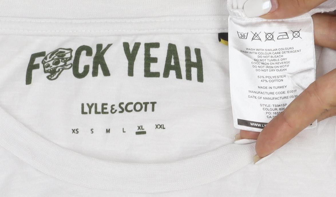 Lyle & Scott Men’s White Green Striped Long Sleeve T-Shirt XL