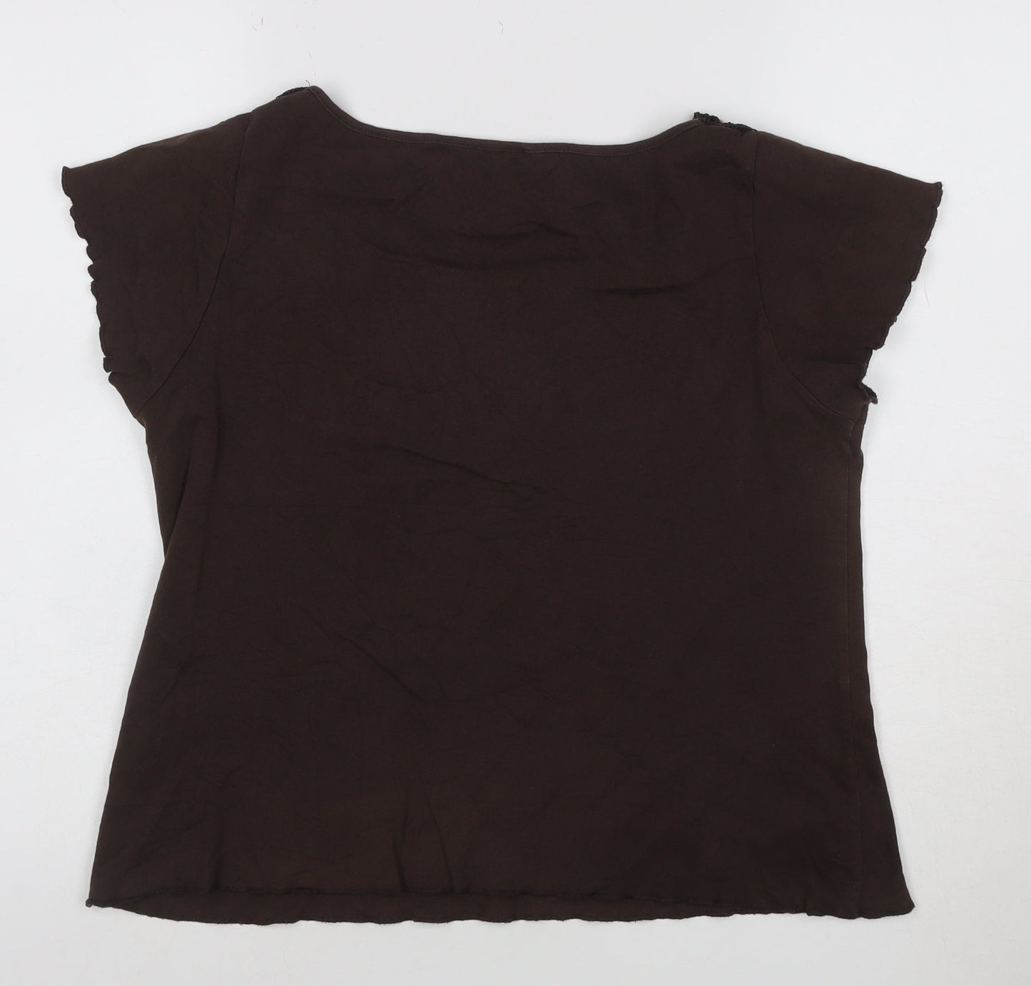 Marks and Spencer Per Una Women's Brown Beaded V-Neck Tunic Blouse Size 18