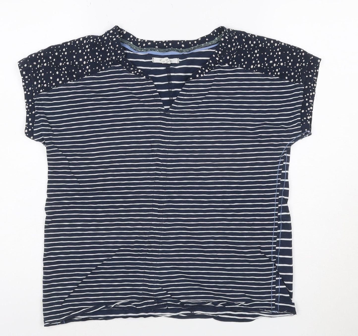 White Stuff Women’s Blue Striped Cotton T-Shirt Size 12