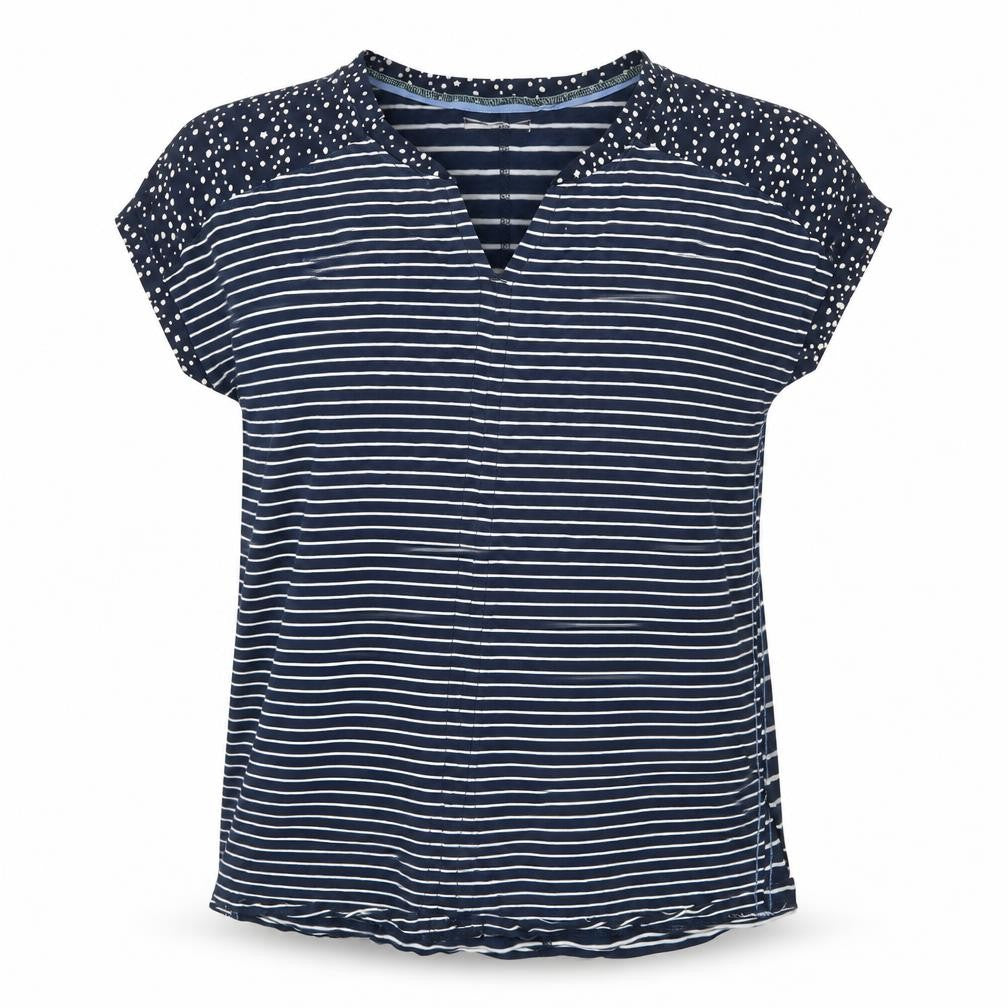 White Stuff Women’s Blue Striped Cotton T-Shirt Size 12