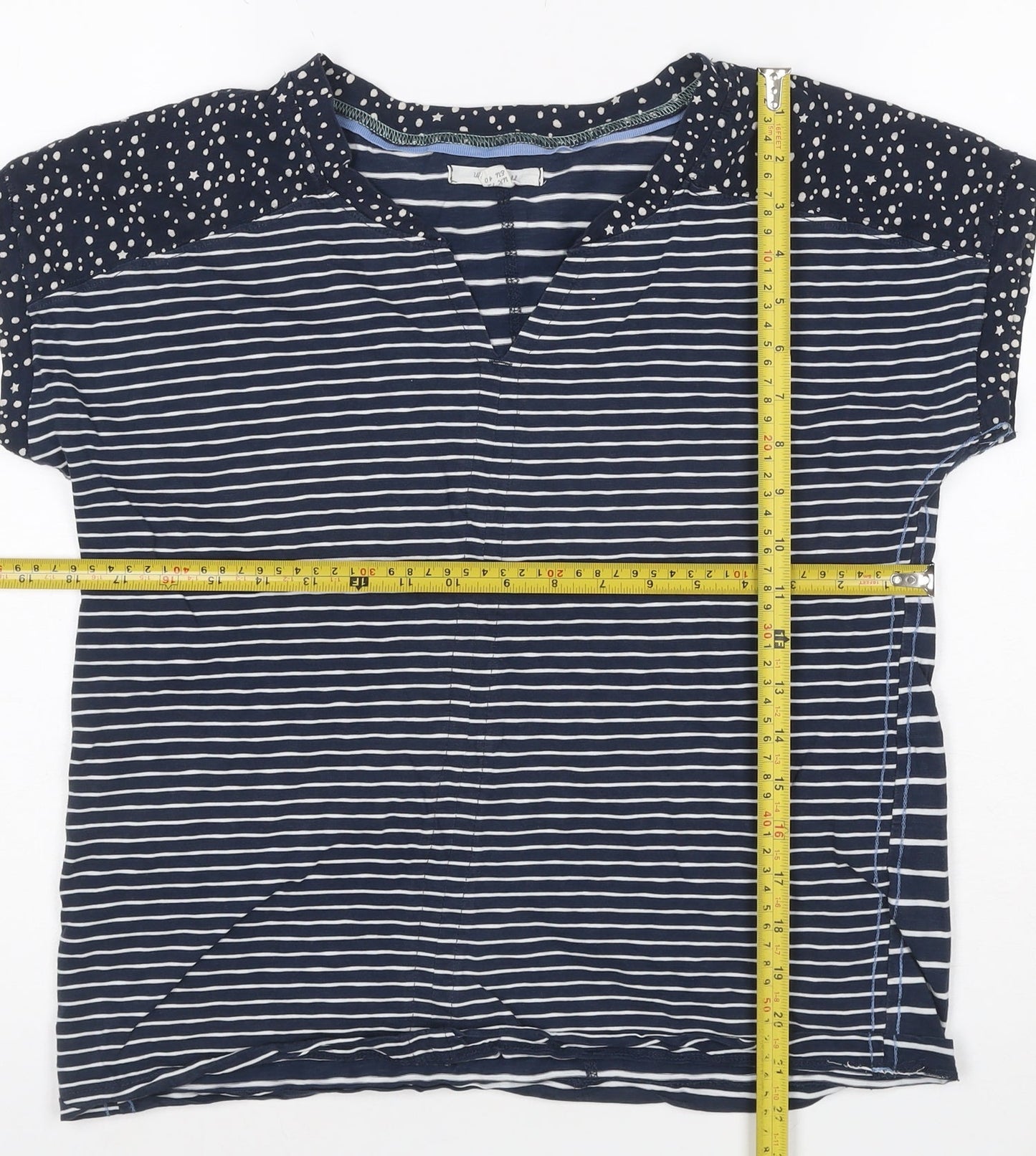 White Stuff Women’s Blue Striped Cotton T-Shirt Size 12
