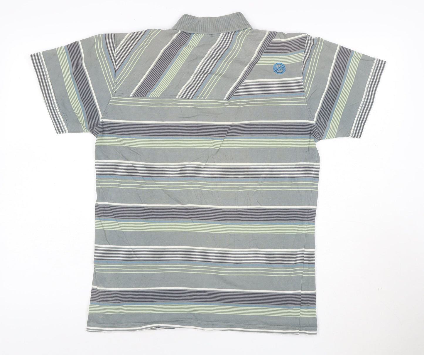 Animal Mens Grey Striped Cotton Polo Shirt Size S Regular Fit