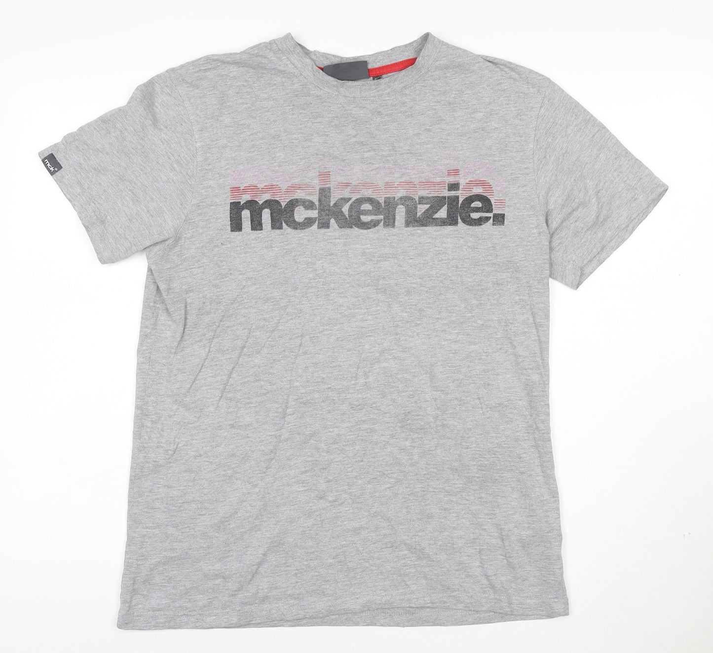 McKenzie Men’s Grey Logo Crew Neck Short Sleeve Cotton T-Shirt M