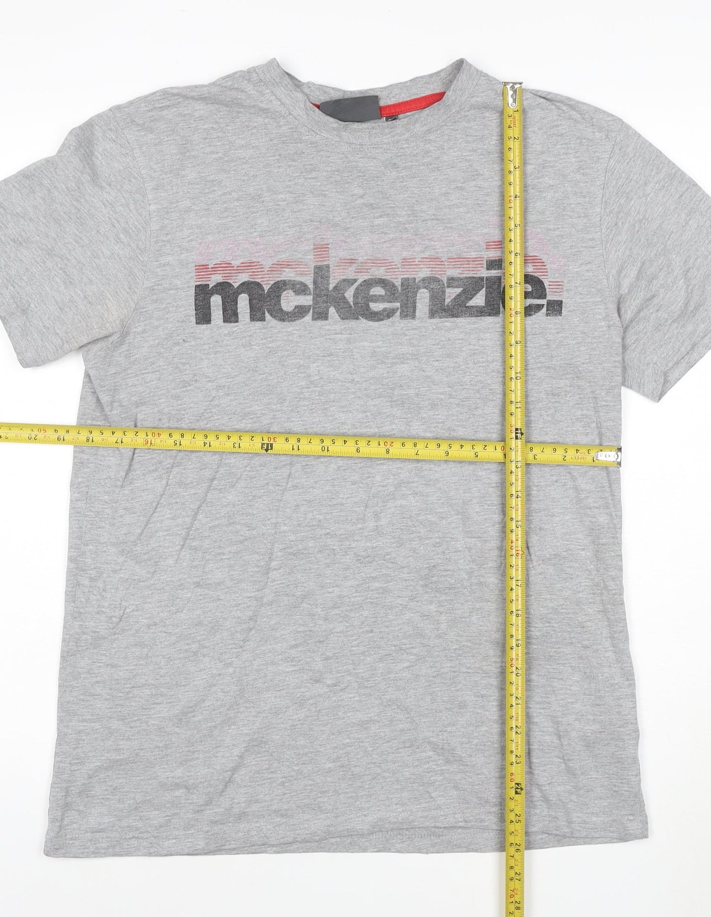 McKenzie Men’s Grey Logo Crew Neck Short Sleeve Cotton T-Shirt M