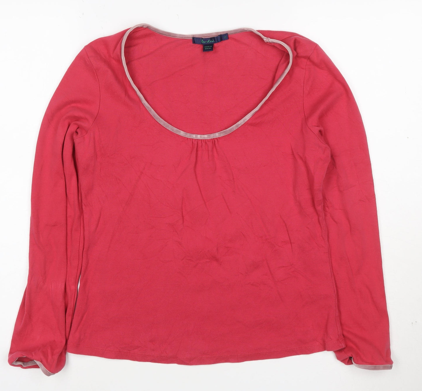 Boden Women's Pink Long Sleeve Scoop Neck Cotton Top Size 10