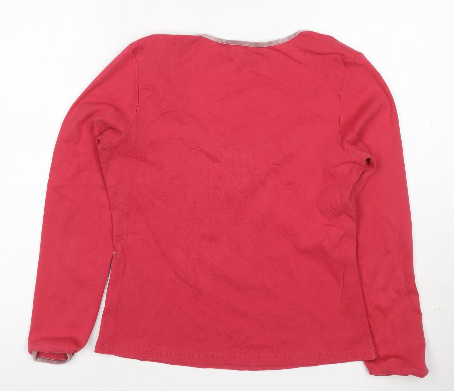 Boden Women's Pink Long Sleeve Scoop Neck Cotton Top Size 10