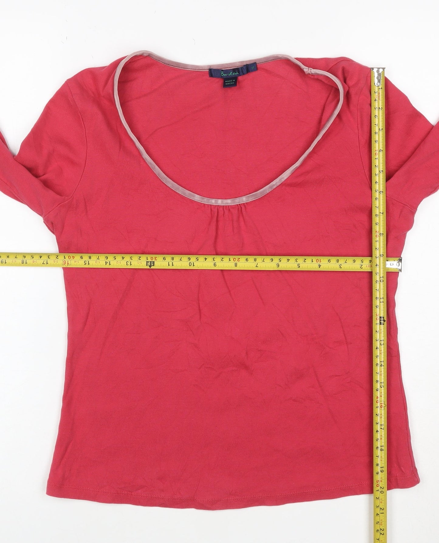 Boden Women's Pink Long Sleeve Scoop Neck Cotton Top Size 10