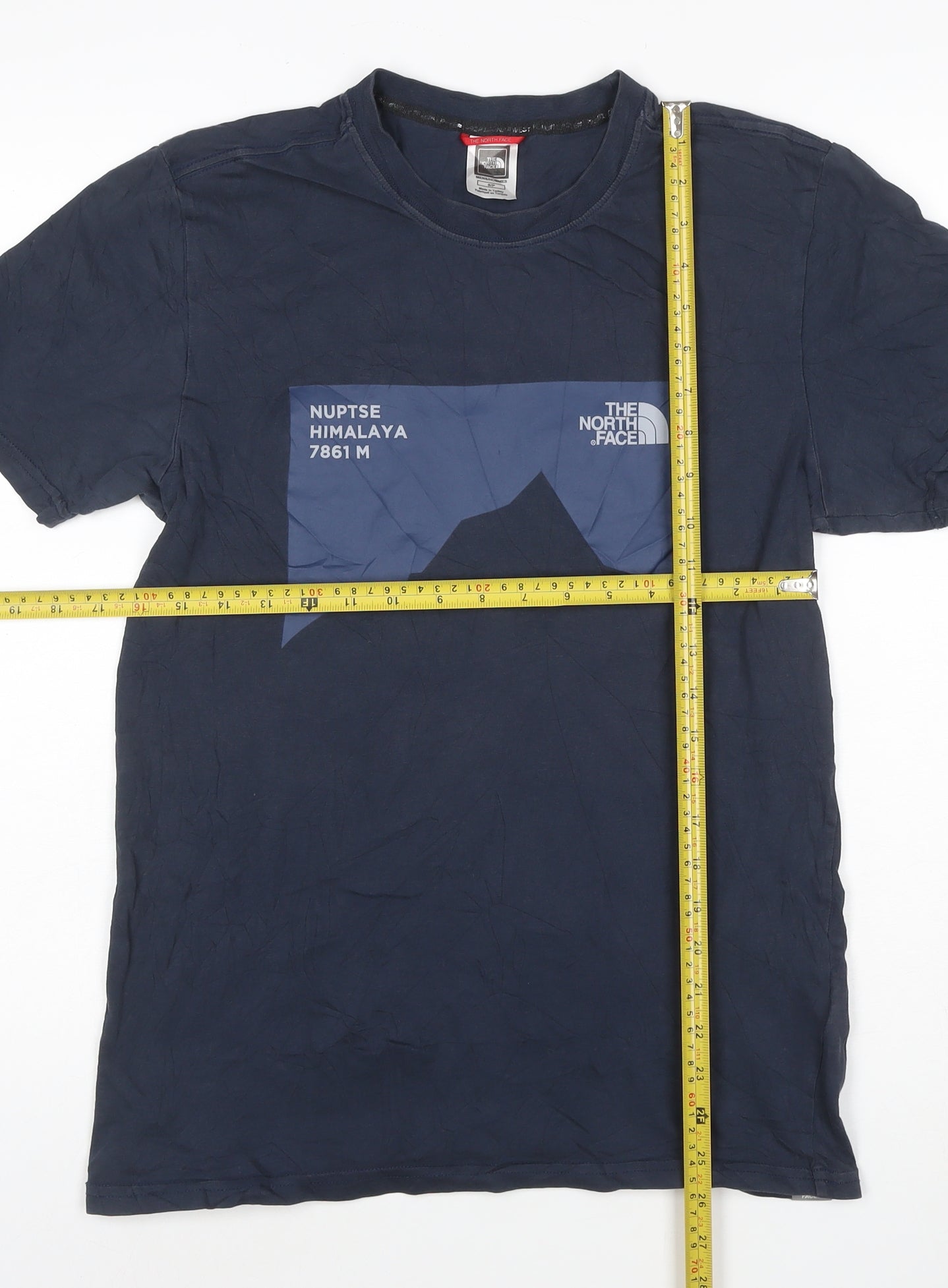The North Face Men's Blue Cotton Nuptse Himalaya Graphic T-Shirt Size S