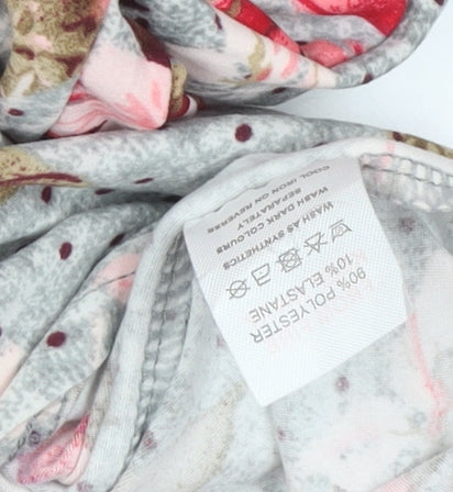 Pebble Bay Womens Grey Floral Long Sleeve Jersey Tunic Top Size 12