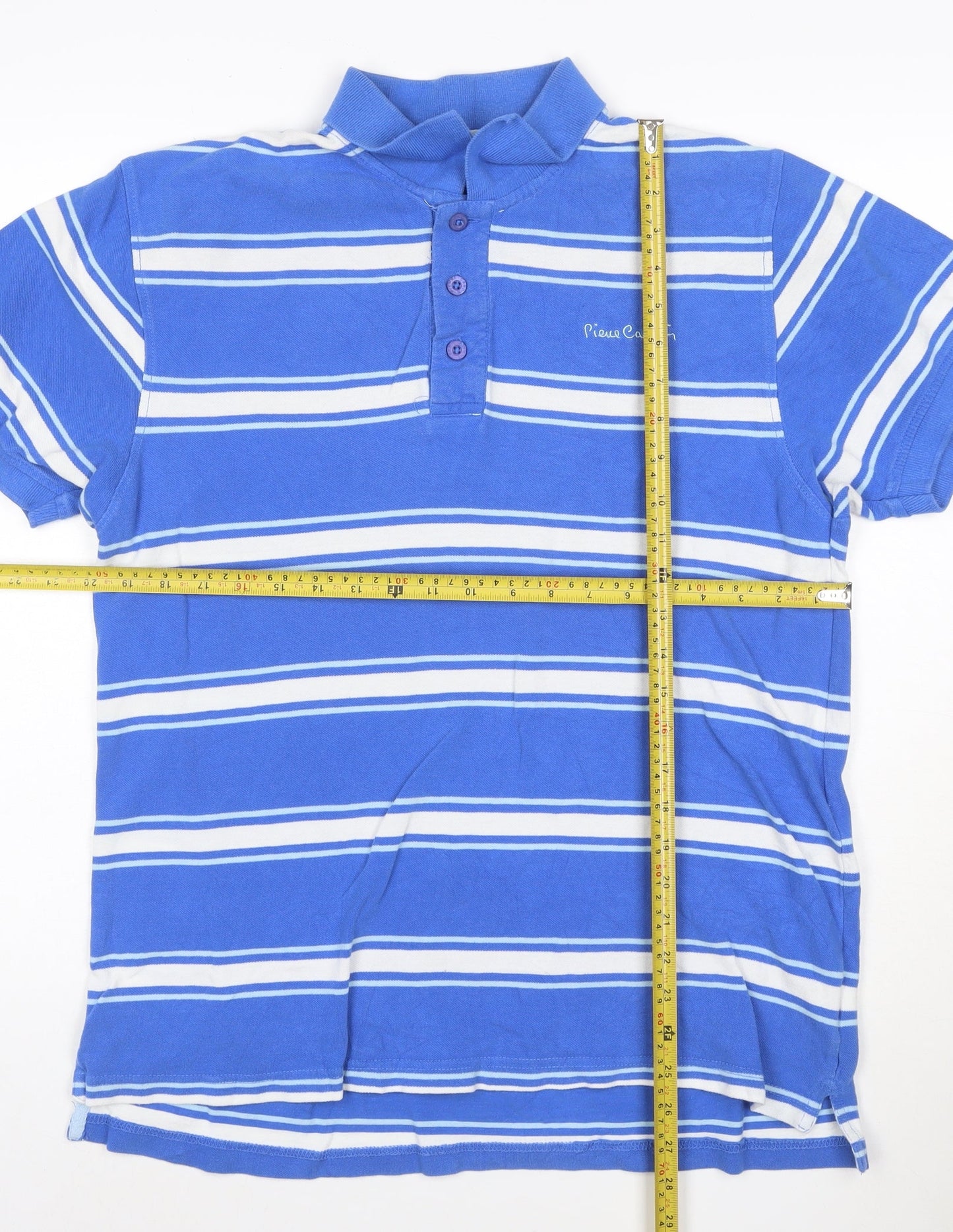 Pierre Cardin Men's Blue Striped Cotton Polo Shirt Size L