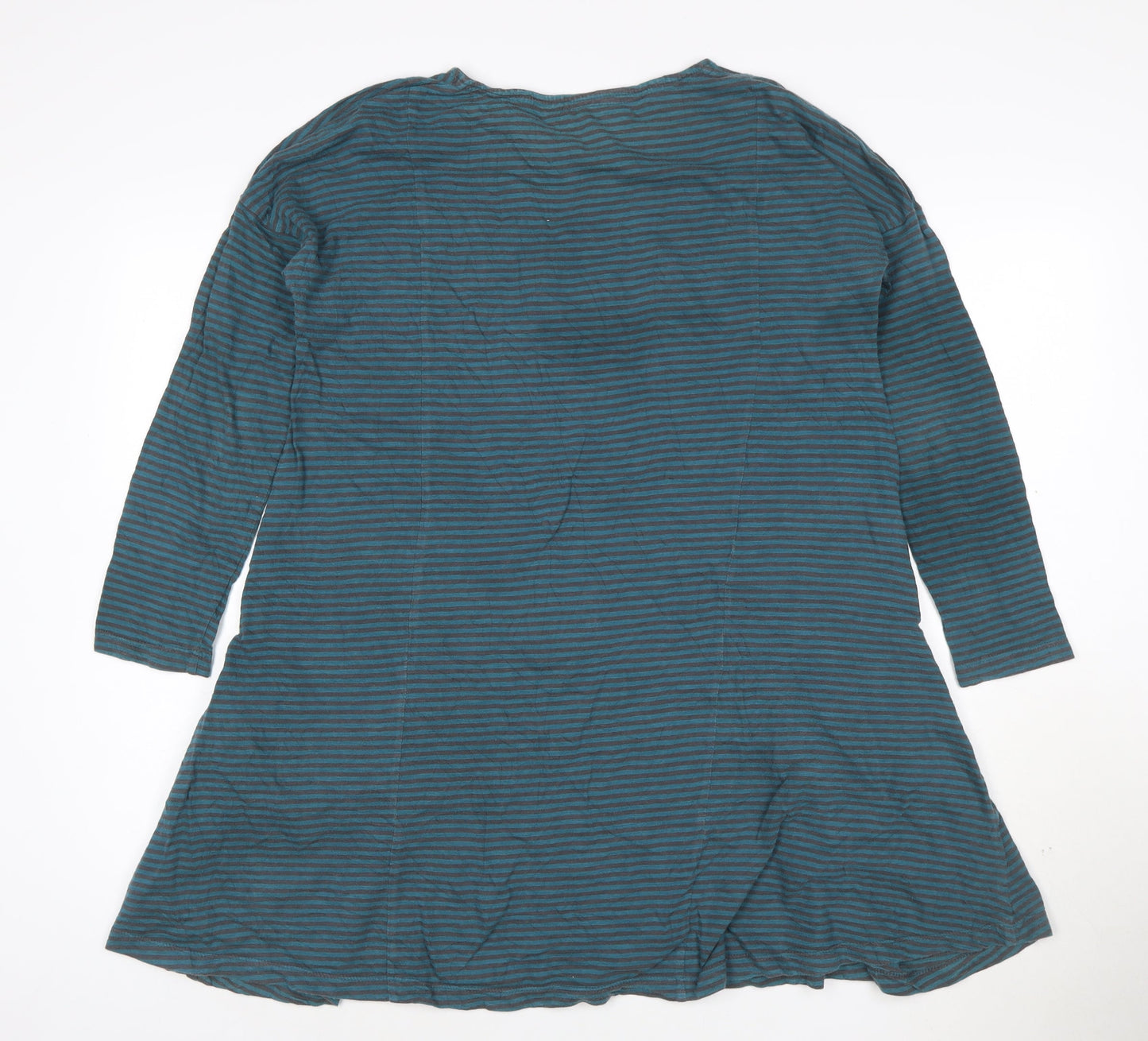 Seasalt Womens Blue Striped Cotton Tunic Top S 3/4 Sleeve
