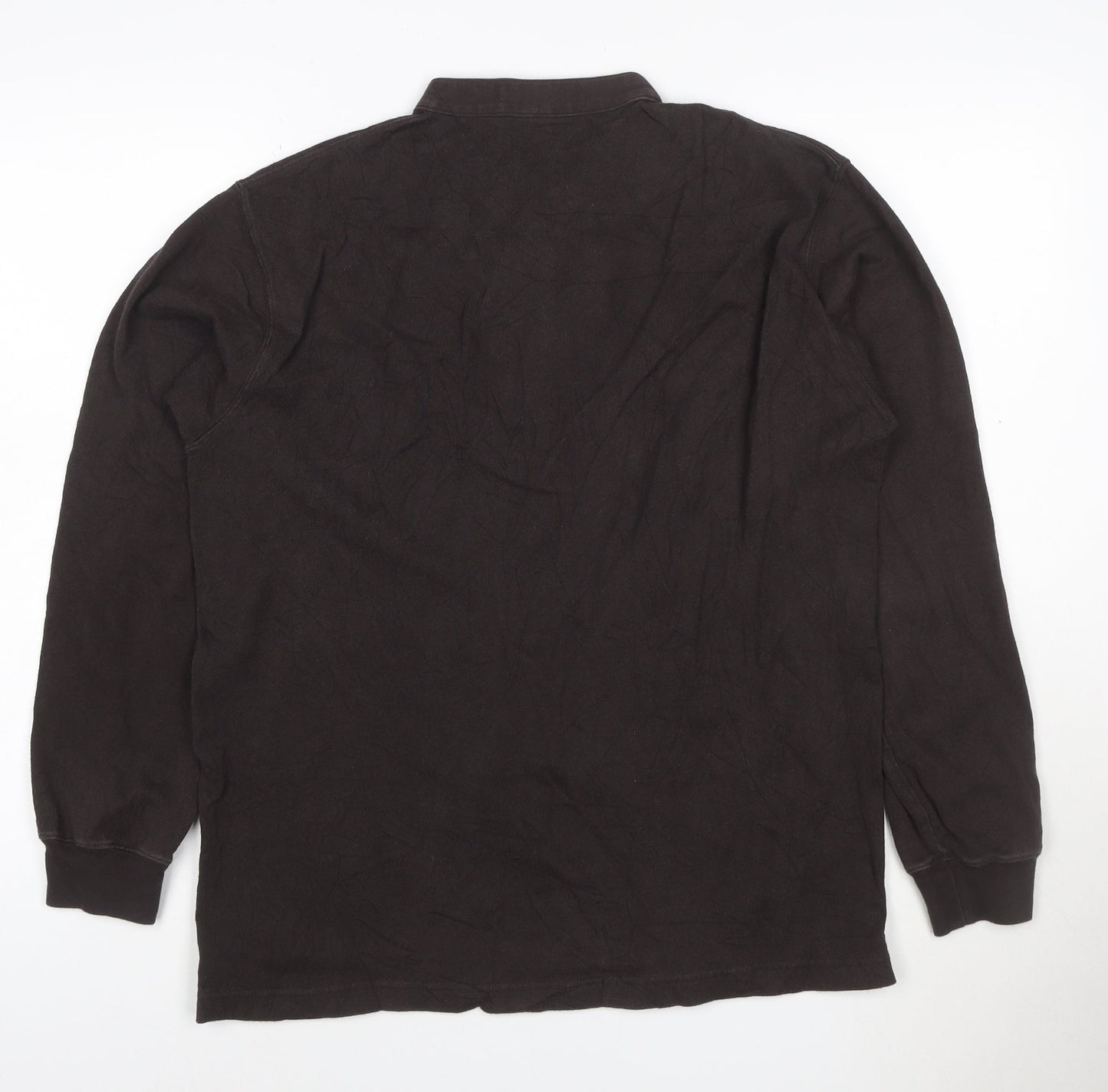 Uniqlo Men Brown Henley Sweatshirt M Long Sleeve Cotton Blend