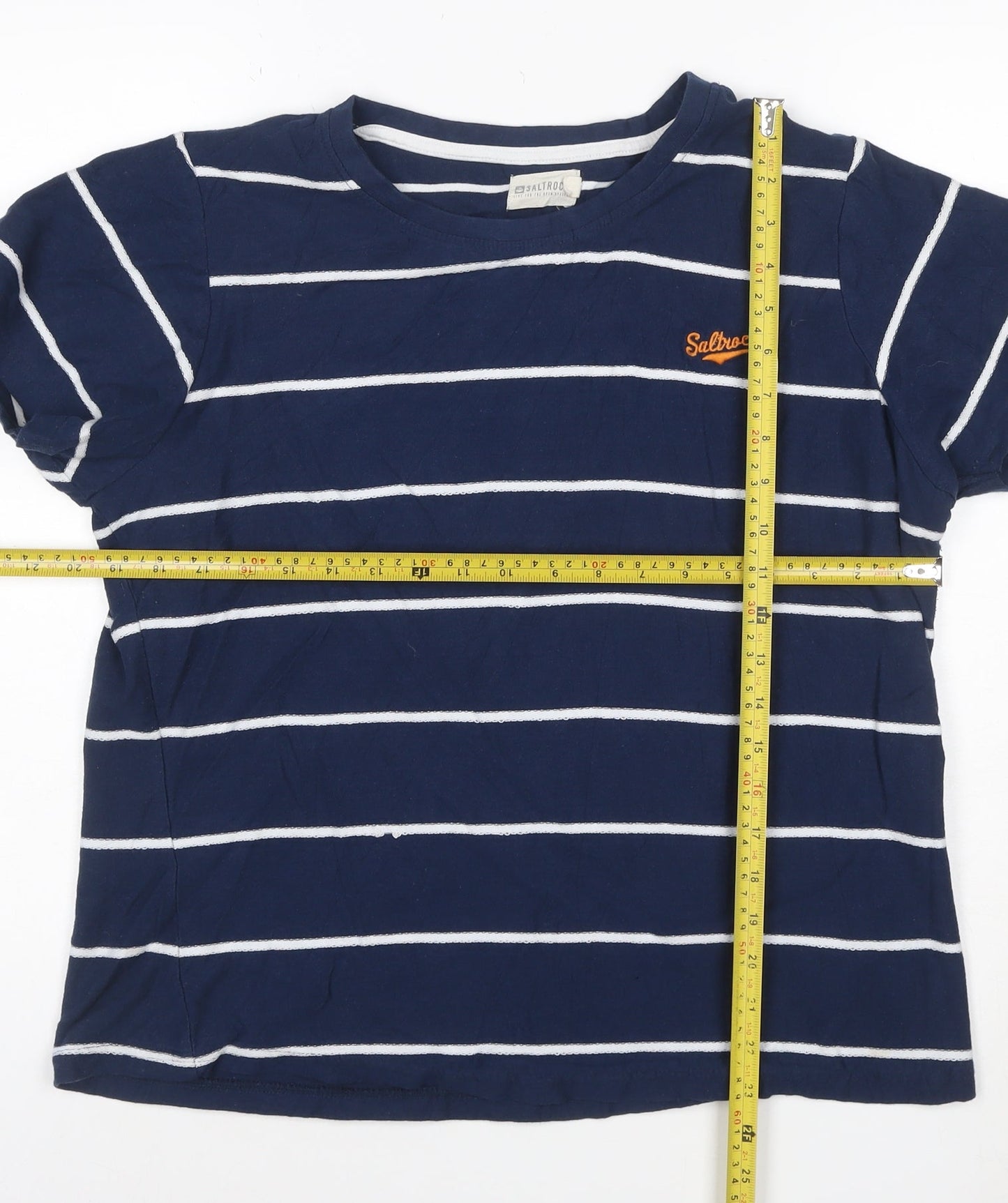 Saltrock Womens Blue Striped Cotton Short Sleeve T-Shirt Size 18