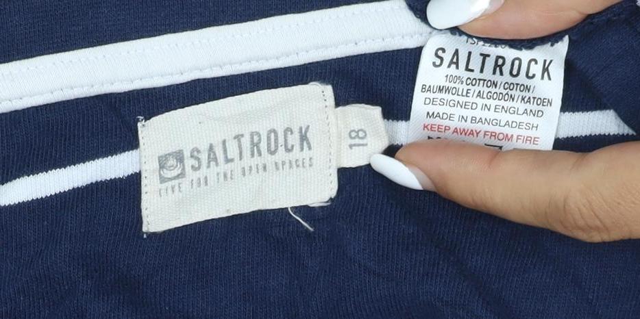 Saltrock Womens Blue Striped Cotton Short Sleeve T-Shirt Size 18