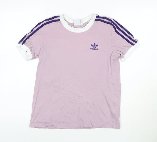 Adidas Womens Pink Ringer T-Shirt Size 10 Short Sleeve Cotton