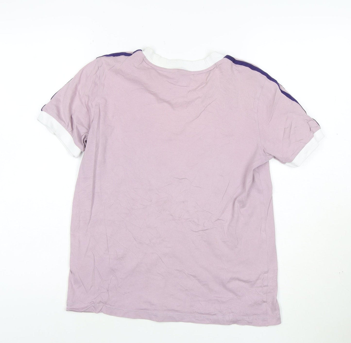 Adidas Womens Pink Ringer T-Shirt Size 10 Short Sleeve Cotton