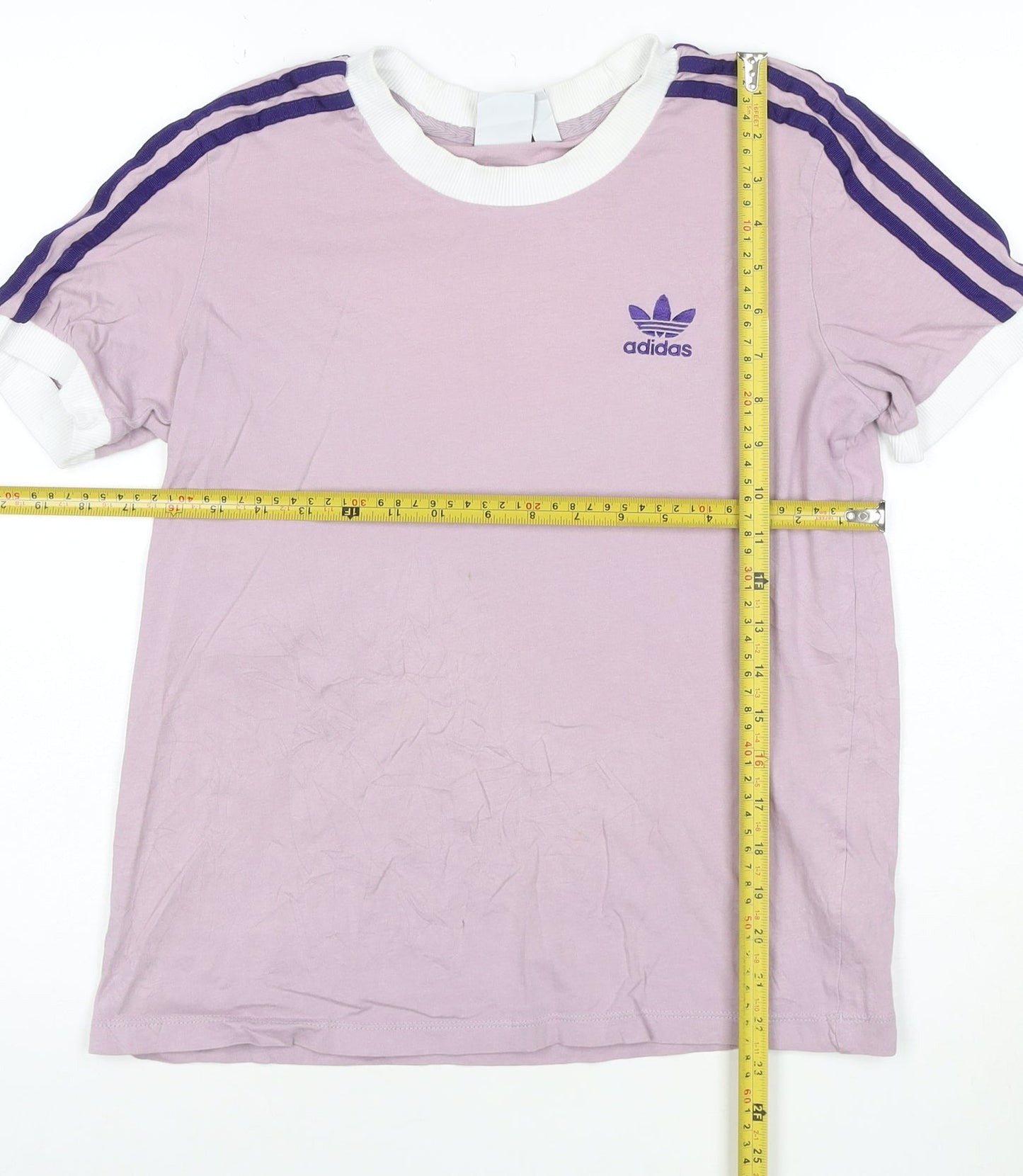 Adidas Womens Pink Ringer T-Shirt Size 10 Short Sleeve Cotton