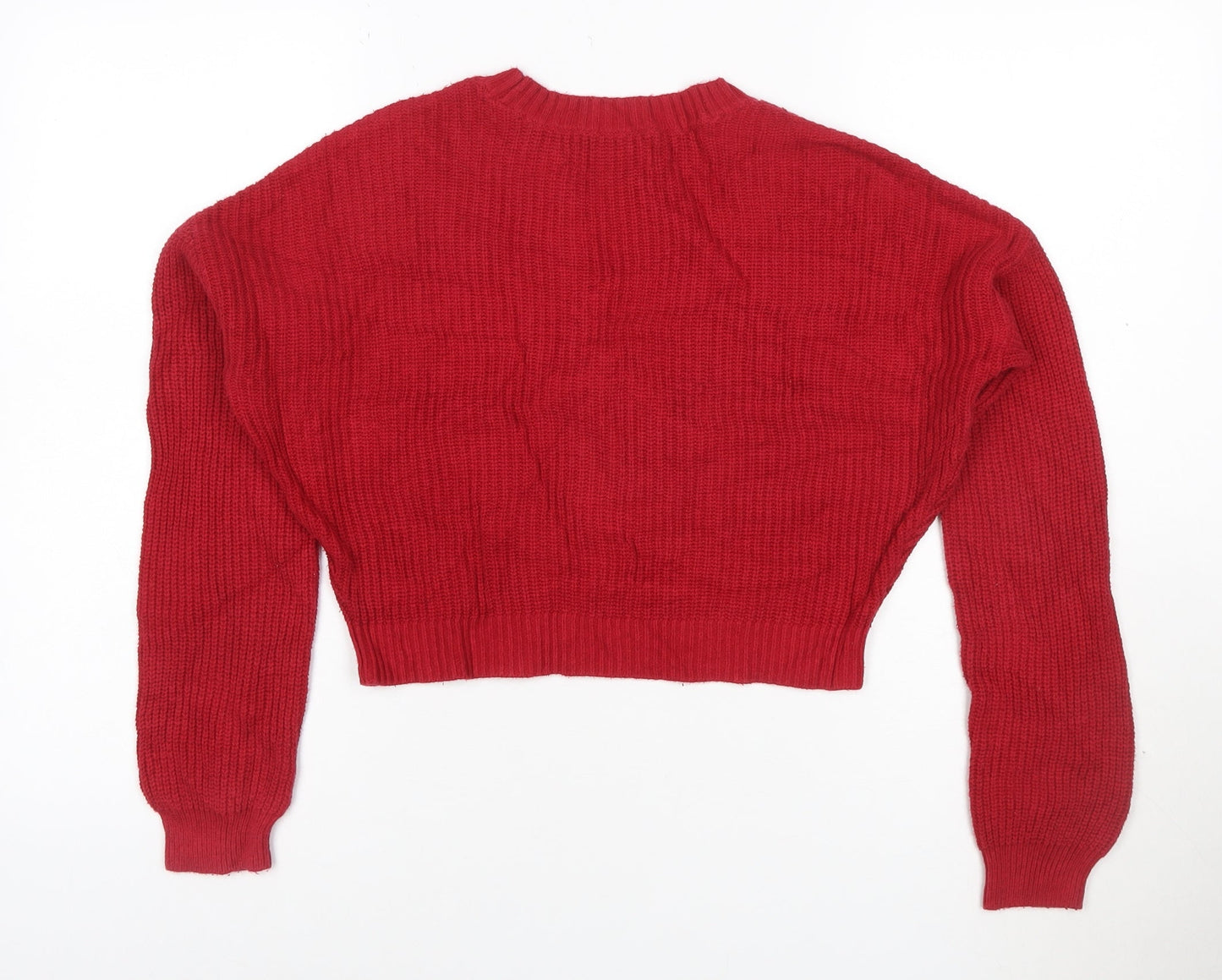 Hollister Womens Red Chunky Knit Crew Neck Pullover Jumper XS