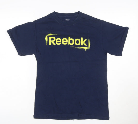 Reebok Men's Navy Blue Graphic Print Cotton T-Shirt S