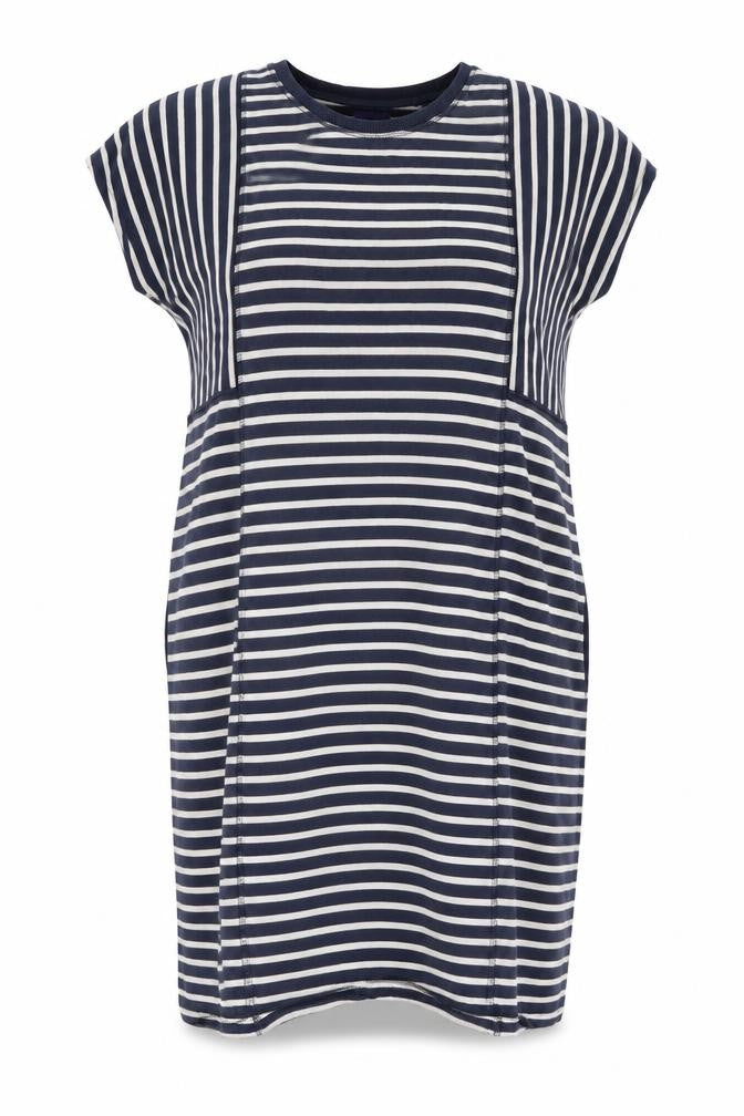 Next Women Blue Striped T-Shirt Dress Size 16 Short Sleeve Casual