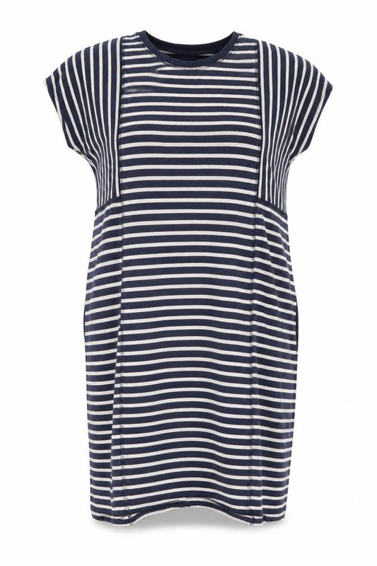 Next Women Blue Striped T-Shirt Dress Size 16 Short Sleeve Casual