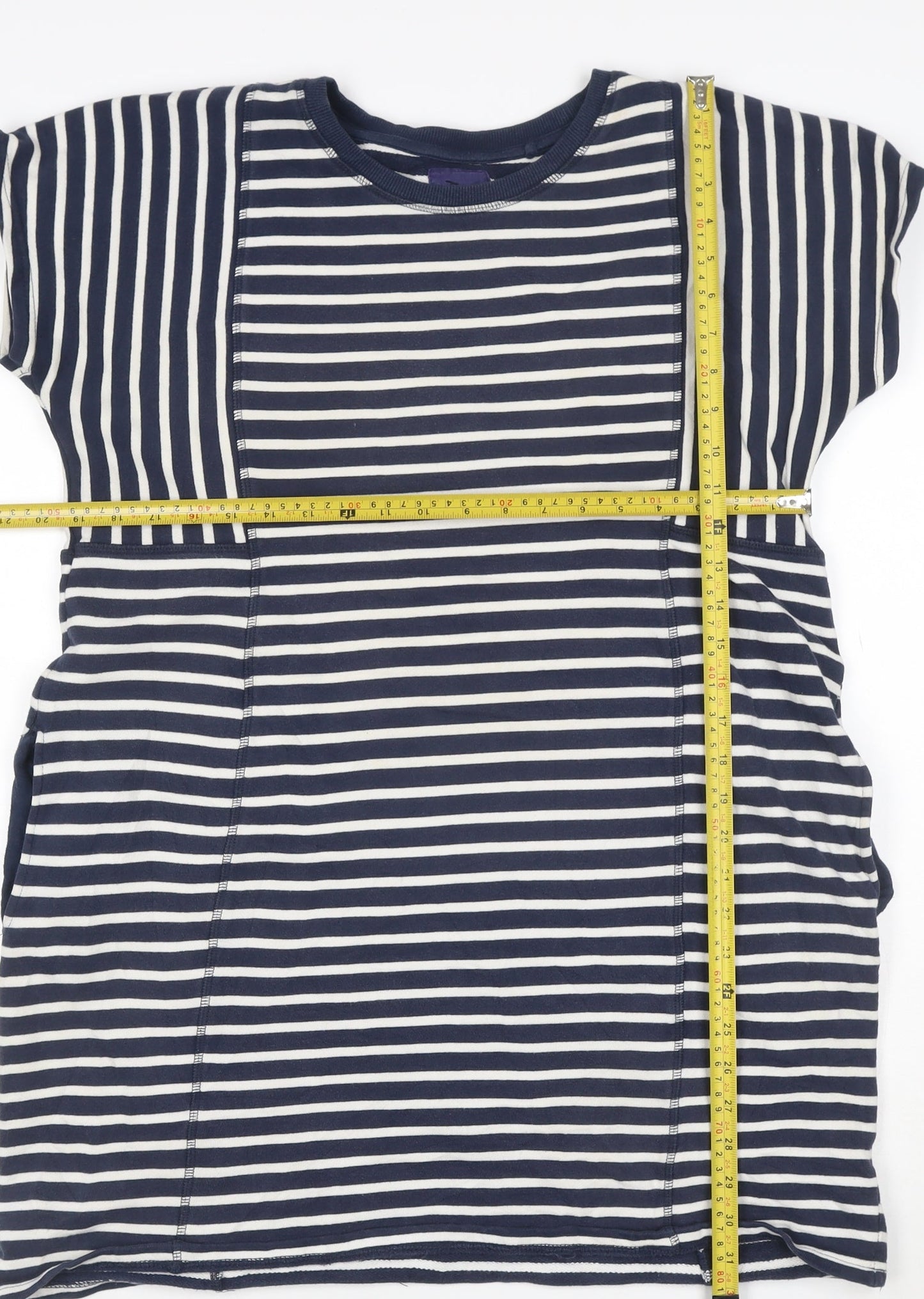 Next Women Blue Striped T-Shirt Dress Size 16 Short Sleeve Casual