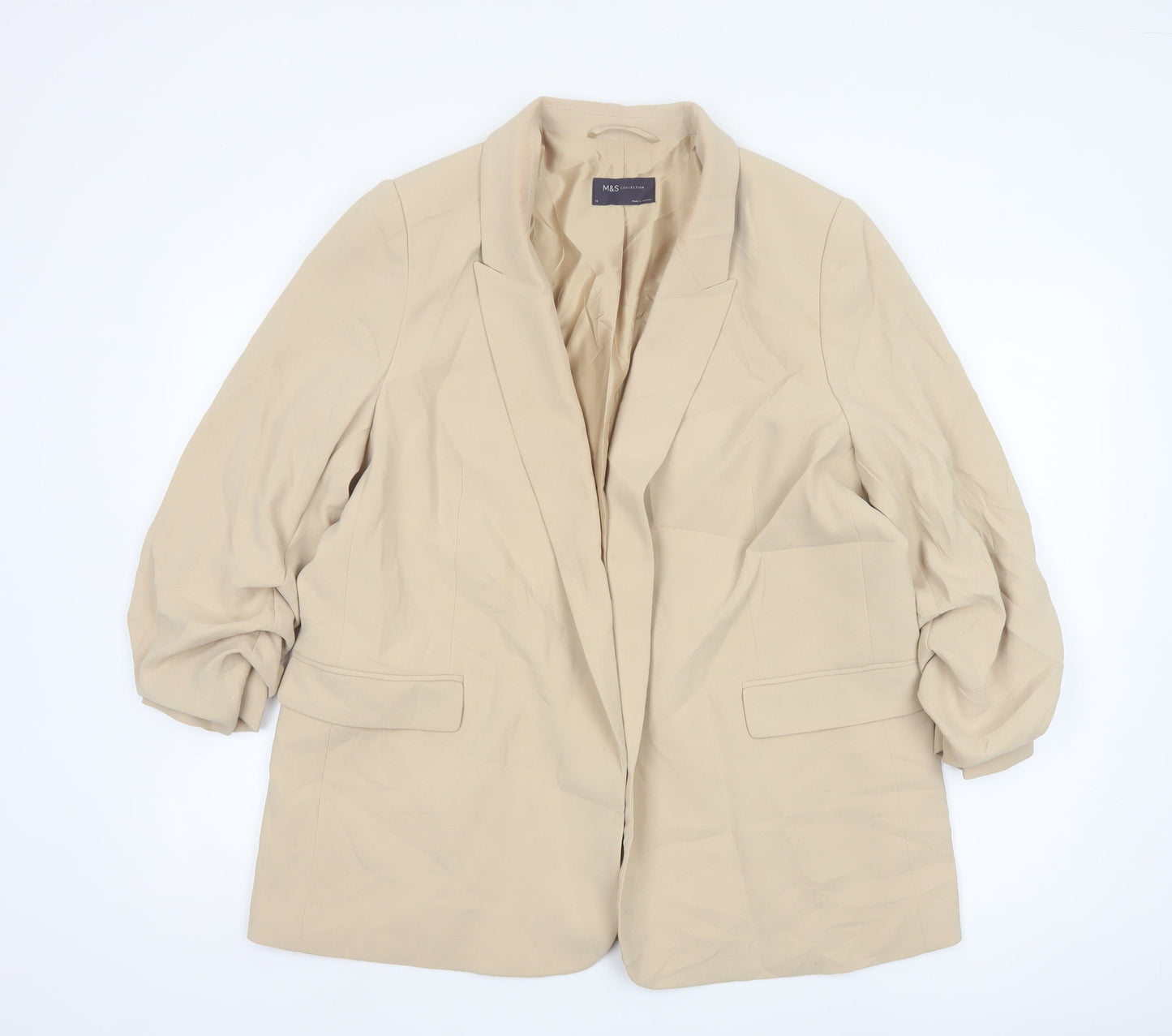 Marks and Spencer Womens Beige Blazer Jacket Size 18 Regular Fit