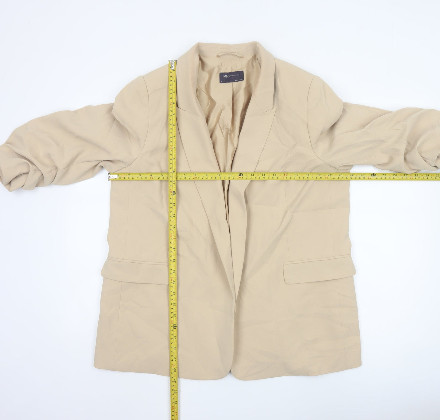 Marks and Spencer Womens Beige Blazer Jacket Size 18 Regular Fit