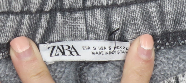 Zara Women's Grey Fleece Wide-Leg Sweatpants Size S