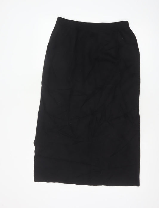 Uniqlo Women Black M Straight Midi Skirt Cotton Blend