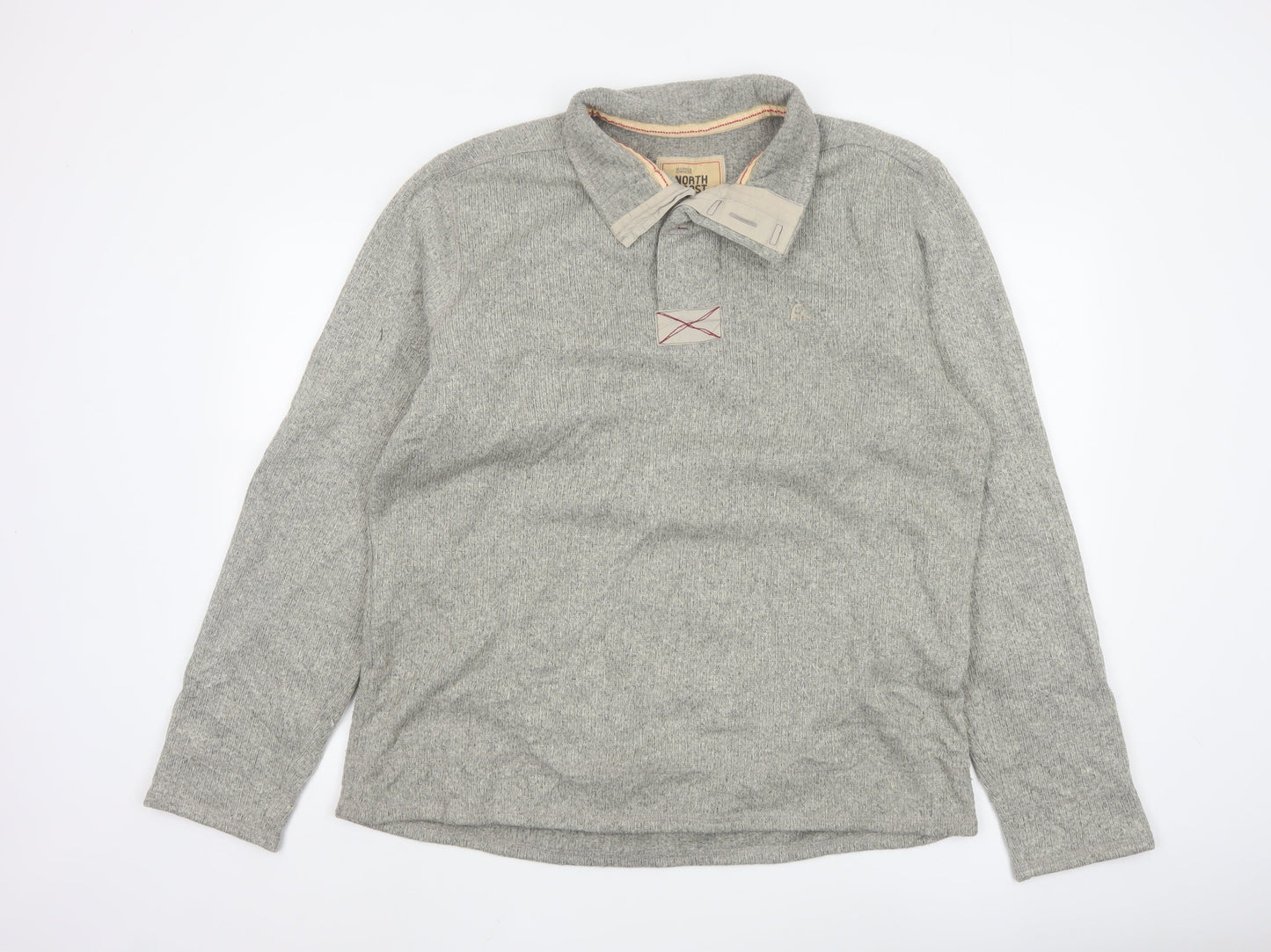 Marks and Spencer North Coast Men's Grey Collared Pullover Jumper L
