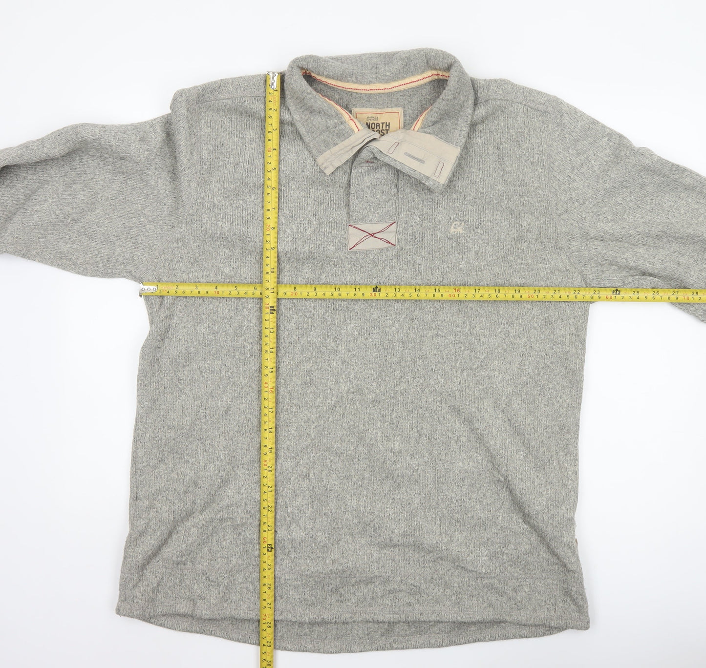 Marks and Spencer North Coast Men's Grey Collared Pullover Jumper L