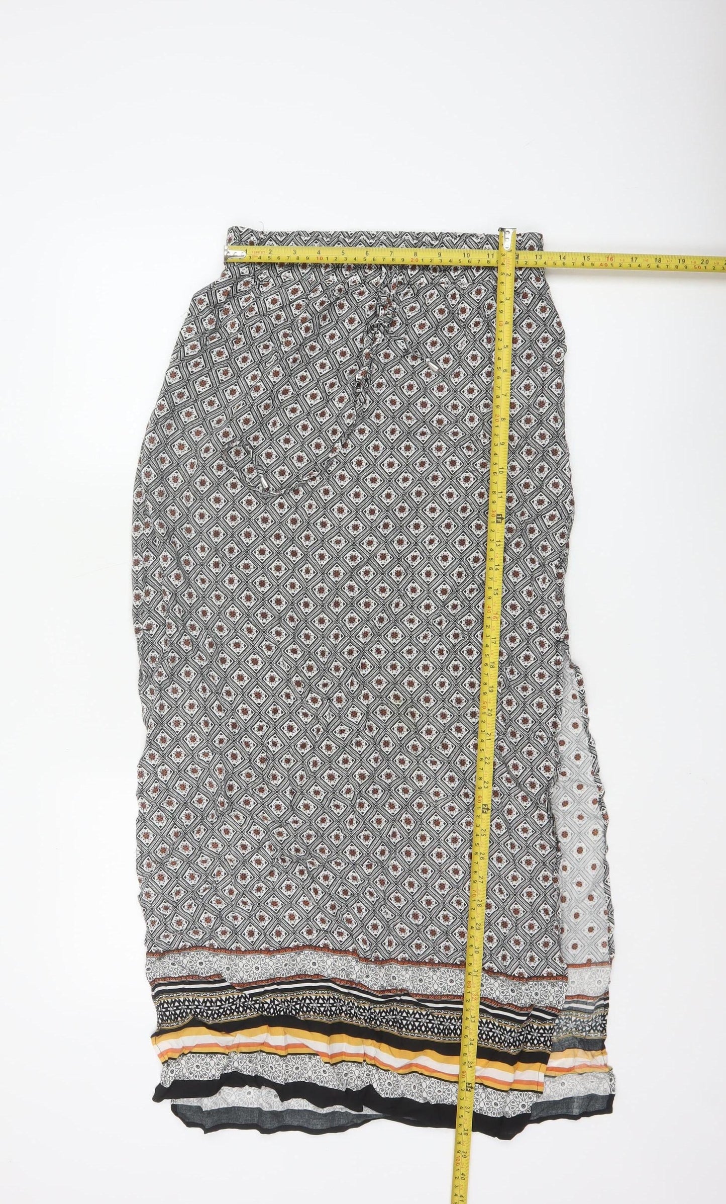 Warehouse Womens Multicoloured Geometric Midi A-Line Skirt Size 10
