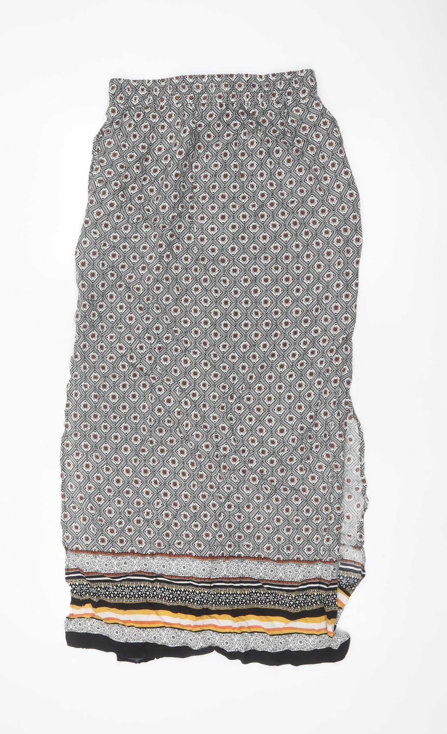 Warehouse Womens Multicoloured Geometric Midi A-Line Skirt Size 10