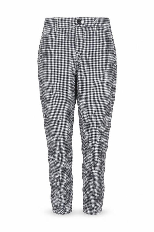 Uniqlo Womens Blue Gingham Linen Cotton Trousers XS Lightweight Casual