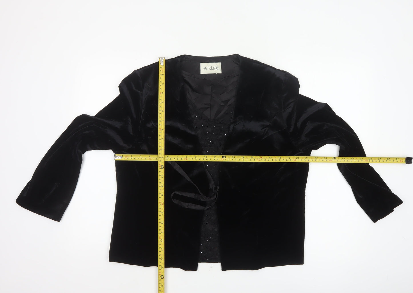 Eastex Womens Black Velvet Wrap Blouse Size 16 Long Sleeve