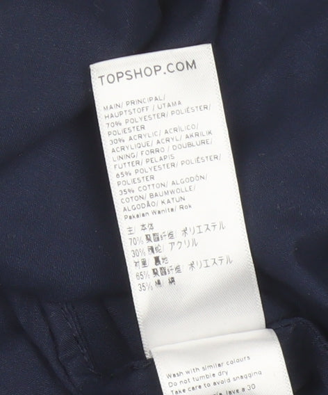 Topshop Women’s Blue Short Pencil Skirt Size 12 Lined Polyester