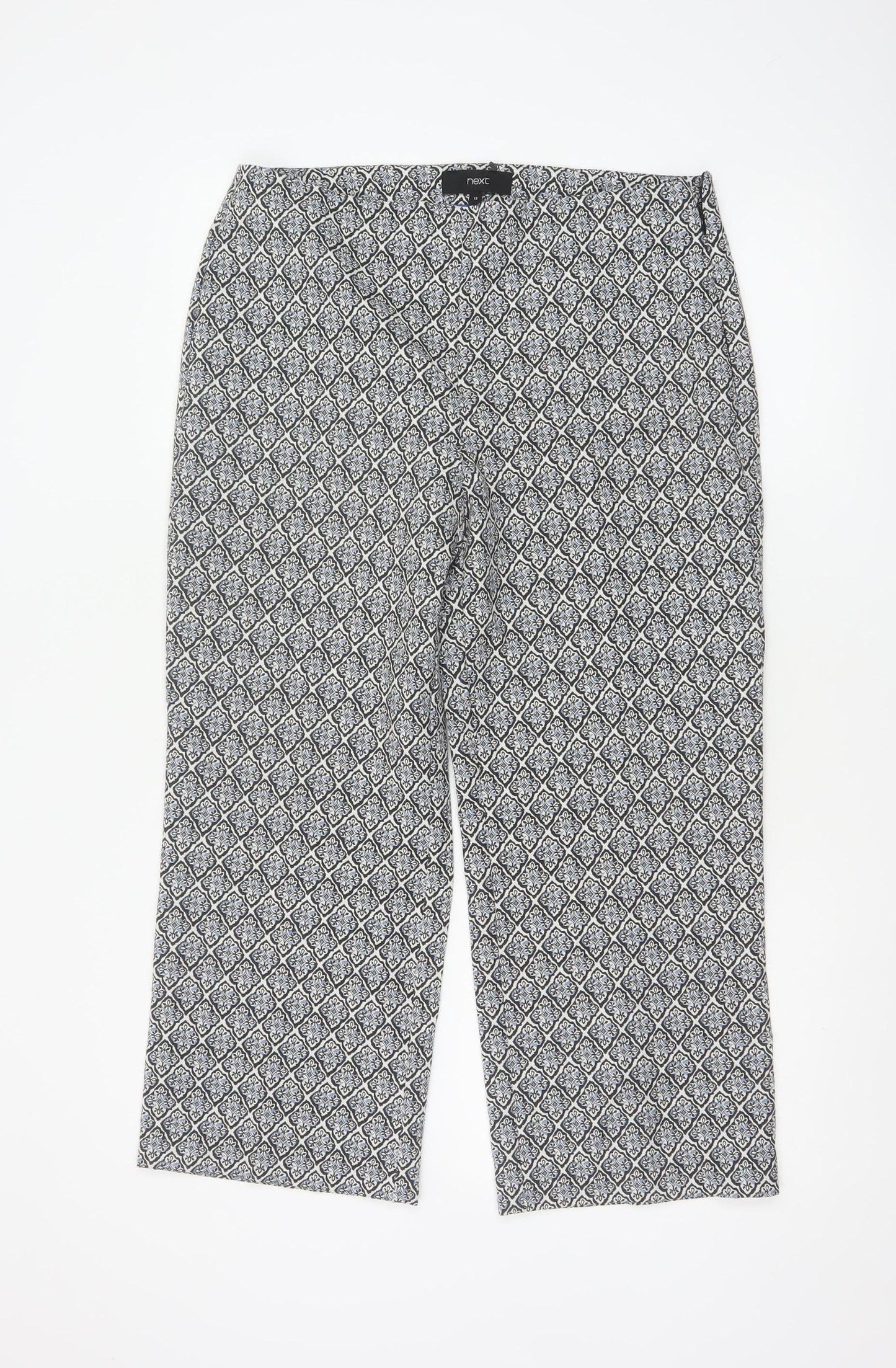 Next Women’s Black Geometric Cropped Trousers Size 12