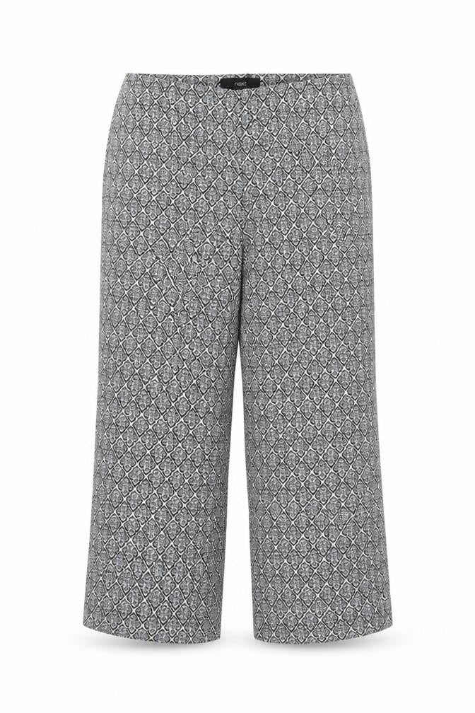 Next Women’s Black Geometric Cropped Trousers Size 12