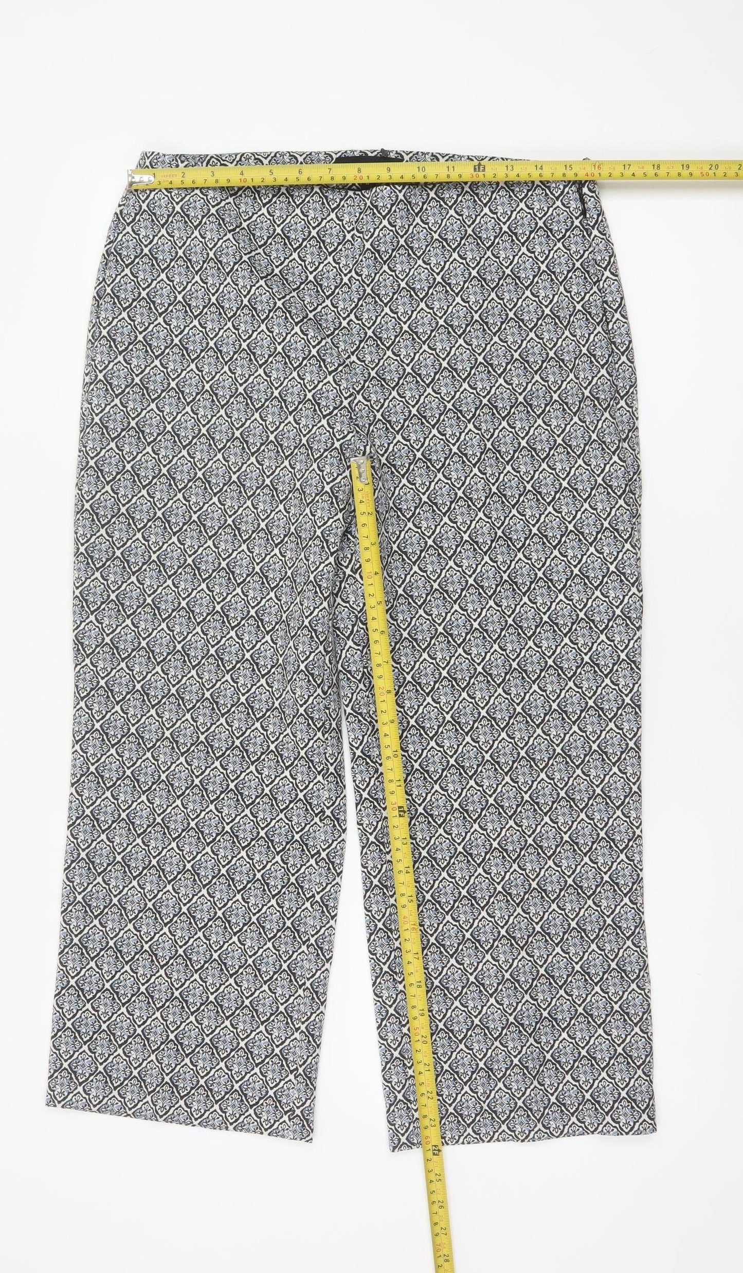 Next Women’s Black Geometric Cropped Trousers Size 12