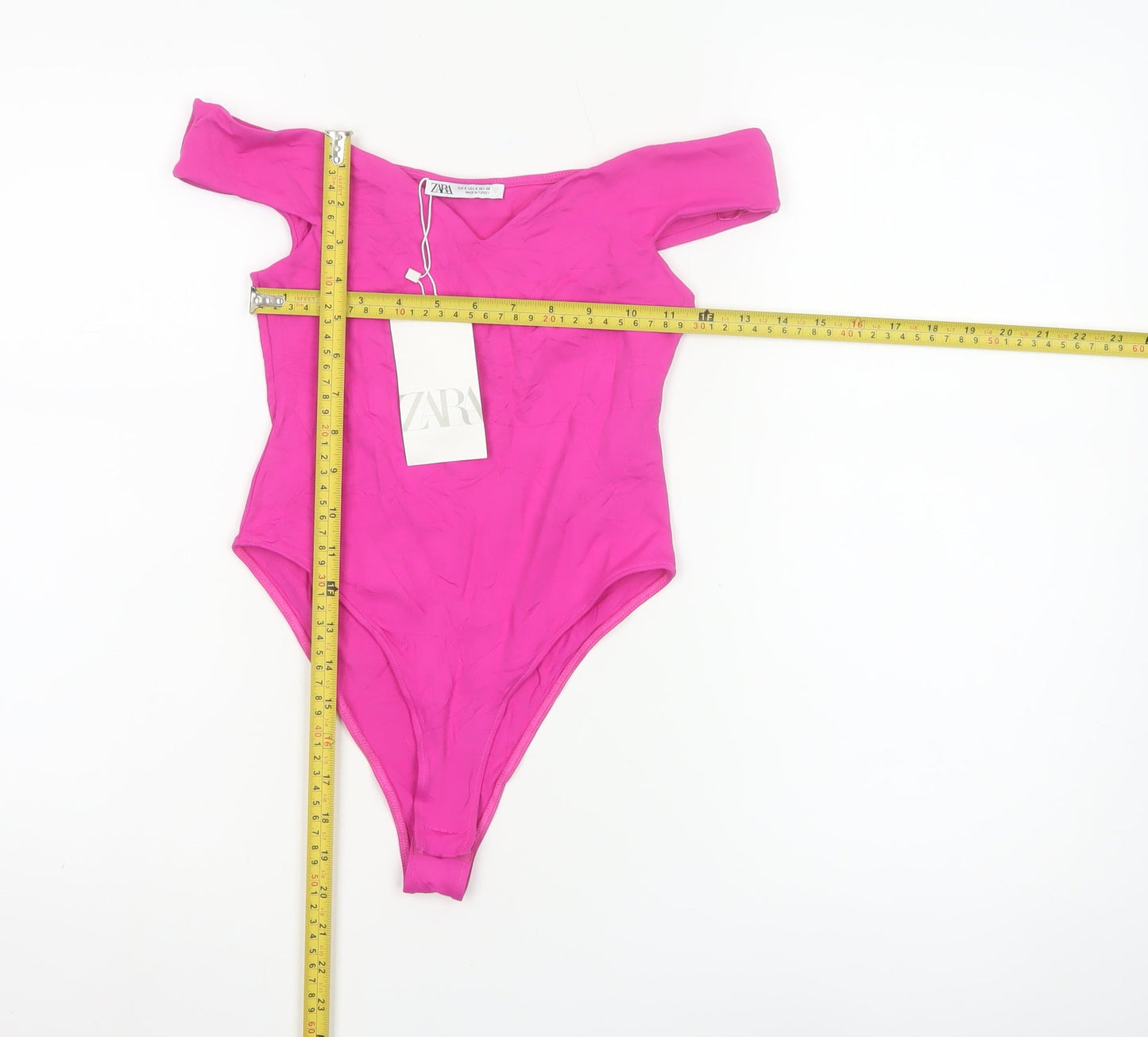 Zara Women Pink Off Shoulder Bodysuit Size S Polyamide Blend