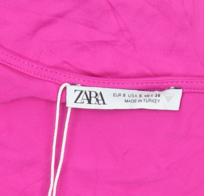Zara Women Pink Off Shoulder Bodysuit Size S Polyamide Blend