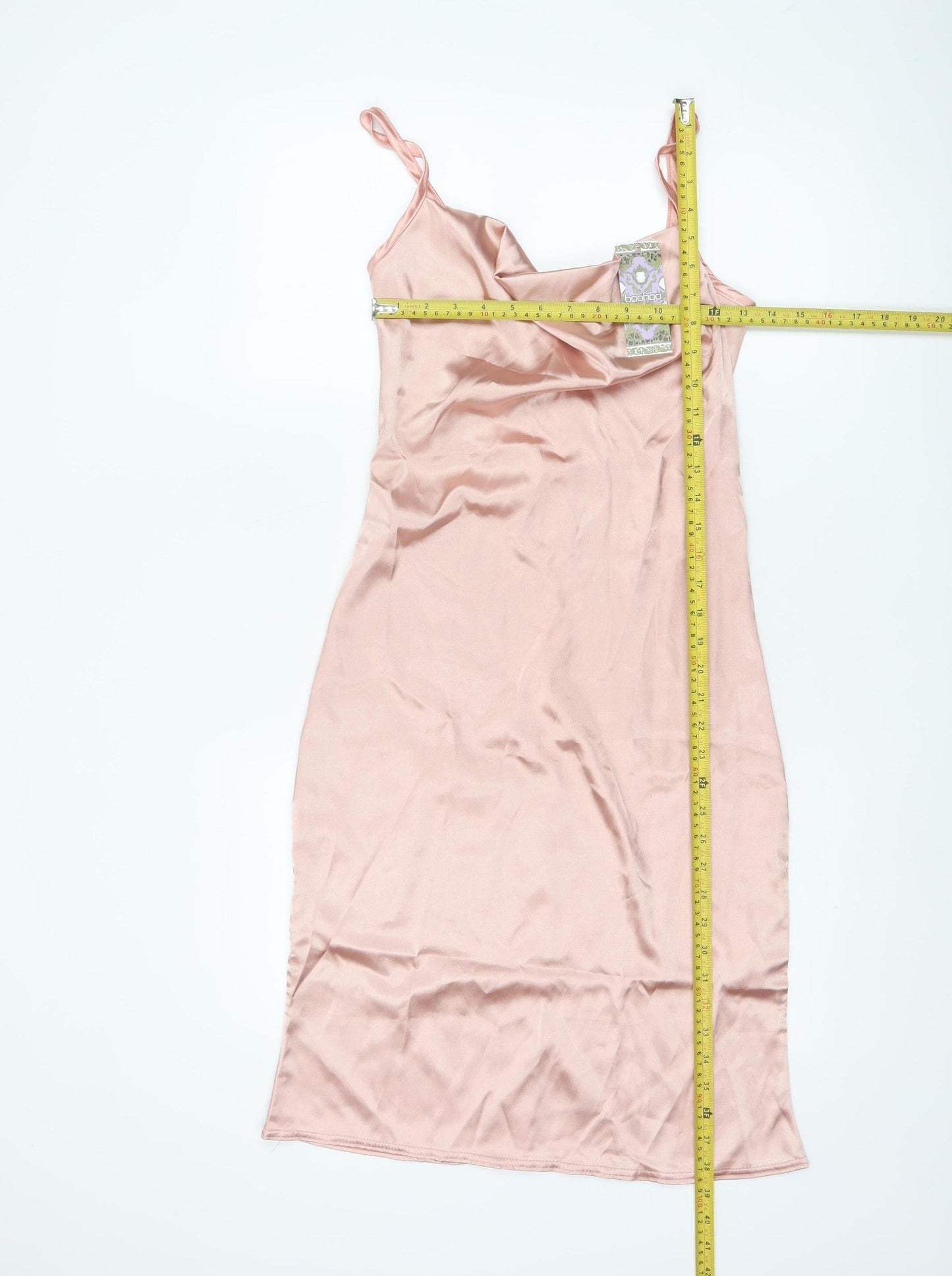Boohoo Women's Pink Cowl Neck Satin Slip Dress Size 8