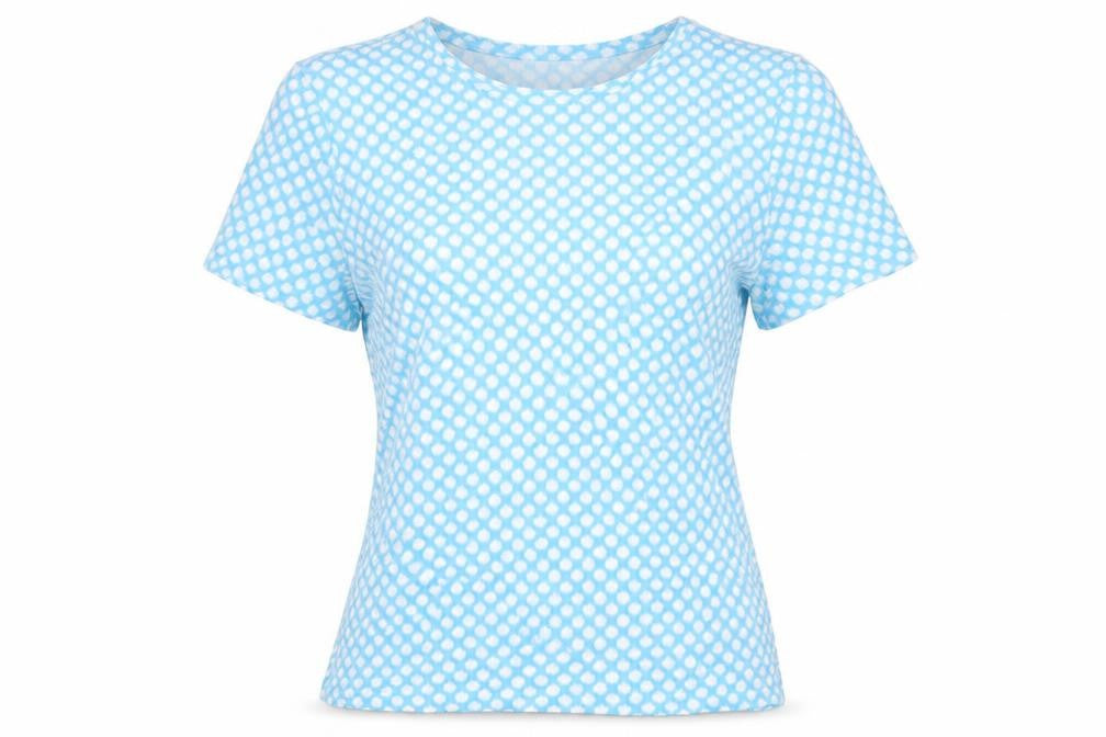 Marks & Spencer Women’s Blue Geometric Cotton T-Shirt Size 12