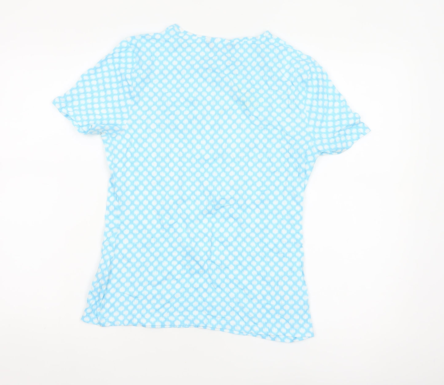 Marks and Spencer Women’s Blue Geometric Cotton T-Shirt Size 12
