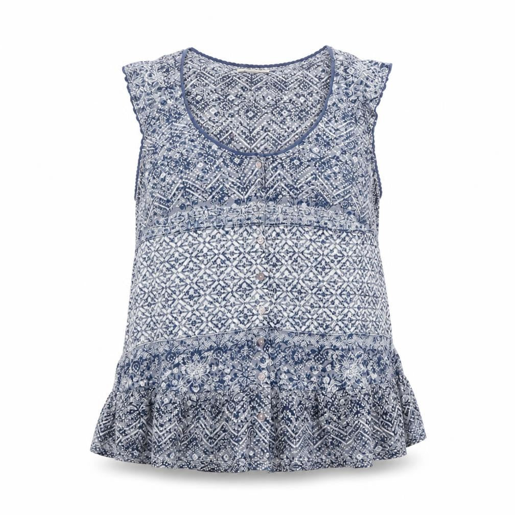 Marks & Spencer Womens Blue Sleeveless Blouse UK 20 Cotton Blend