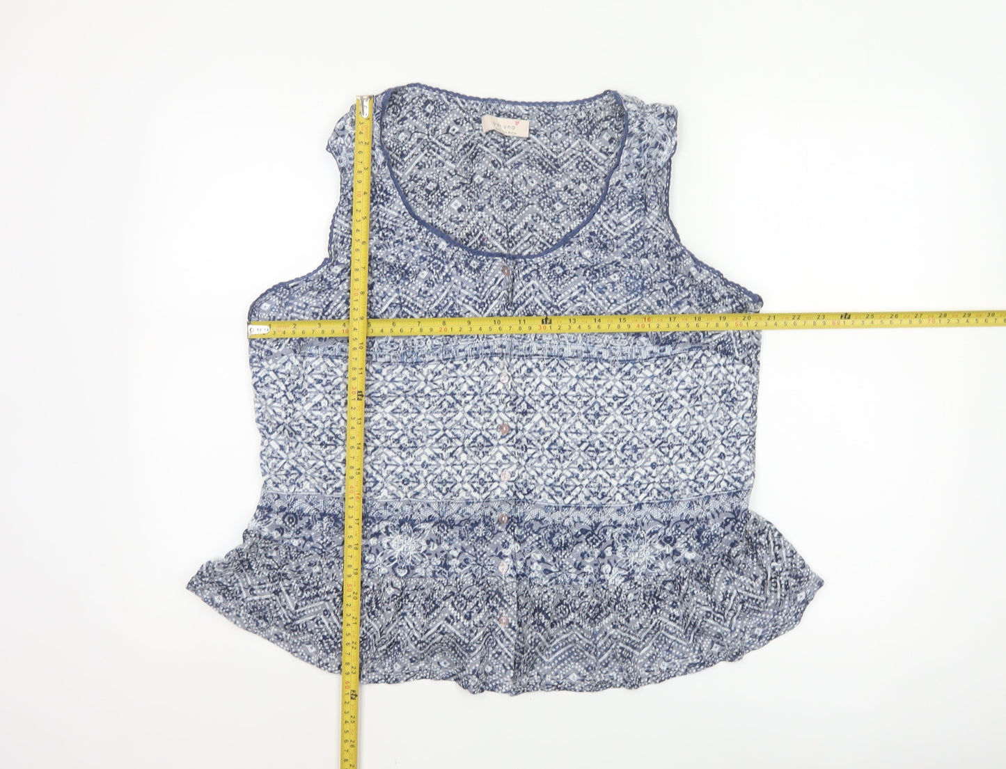 Marks and Spencer Womens Blue Sleeveless Blouse UK 20 Cotton Blend